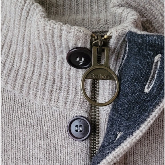 Barbour Sweater With half Zip MKN0585 Stone FW23/24 size small EUC - Picture 3 of 14